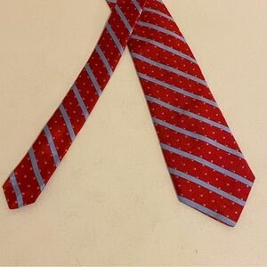 Ted Baker London Mens Tie Made In The USA Red/Gray Silk Striped Woven 3.5"x 59”